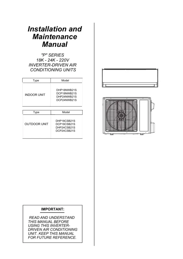 "P" SERIES 18K - 24K - 220V INVERTER-DRIVEN AIR CONDITIONING UNITS